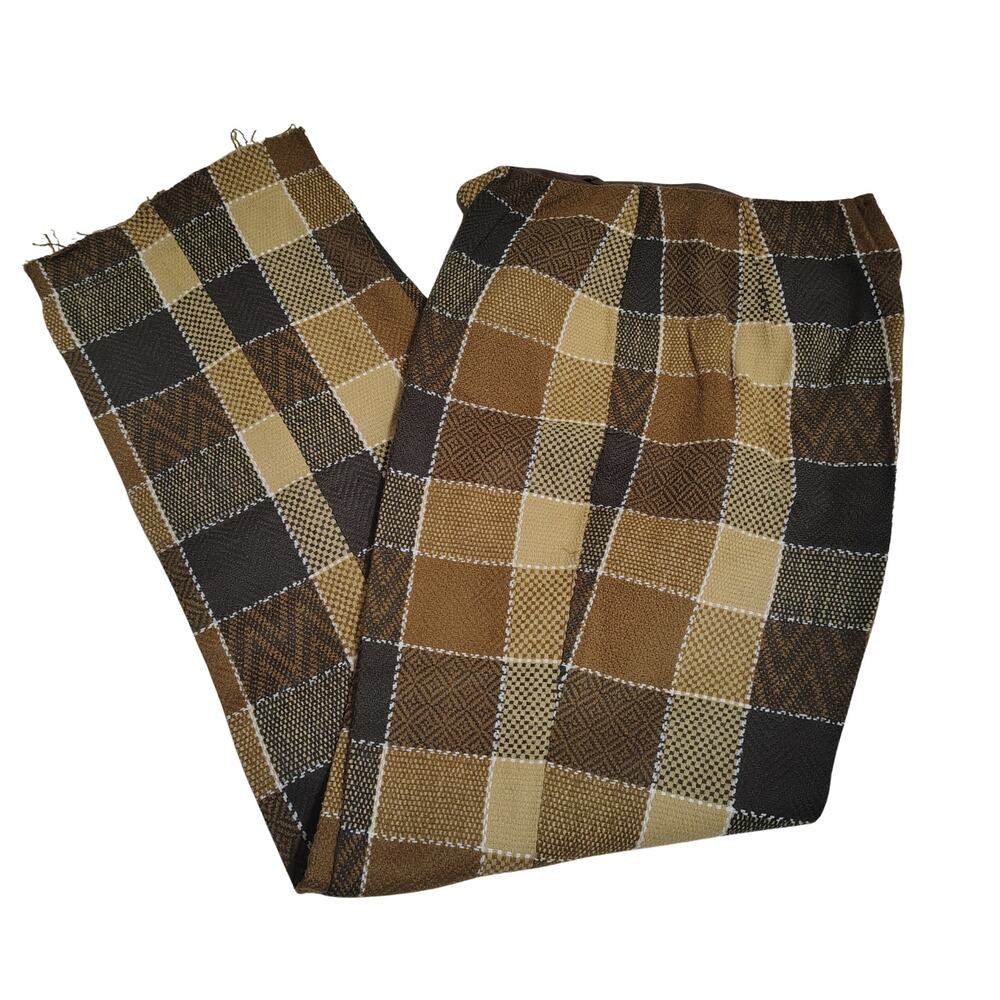 1950s Brown Plaid Boutique West Creased Slacks Pants Hidden Zipper Size 10P